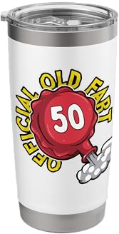 50th Birthday Official Old Fart Funny Red Whopee Cushion Stainless Steel Insulated Tumbler