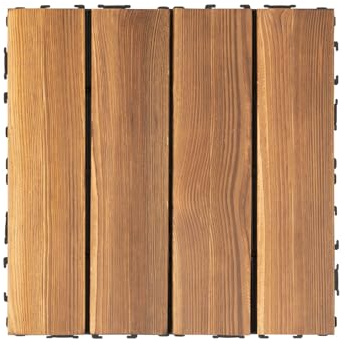 Lot de 36 dalles de terrasse en WPC - 30 x 30 cm - Aspect bois - Résistant aux intempéries - Pour balcon et terrasse - Carreaux DIY avec fonction de drainage - Marron