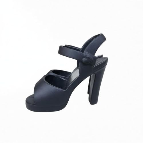 Generic Doll Sandals High-Heeled Shoes Miniature Footwear Material Realistic Closure Suitable for Doll Collectors Hobbyists Display Wardrobe Expansion , Black , 1/4 Sandals
