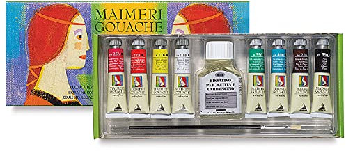 MAIMERI Gouache, Künstler Gouachefarbe, Kartonetui, 8 Farben Set, sortiert, 10Stk - M2098058