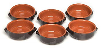 Ciotola con 2 Manici, Ceramica, Marrone, 6 Ciotole, 14 cm