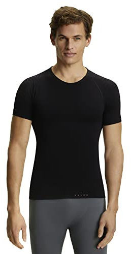 FALKE Herren Baselayer-Shirt Warm Round Neck M S/S SH Funktionsgarn Schnelltrocknend 1 Stück, Schwarz (Black 3000), XL