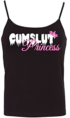 Knaughty Knickers Cumslut Princess Daddy's Little Cum Slut Fun Flirty Camisole Cami Tank Top Sleep Wear Fitted Scoop Neck Black