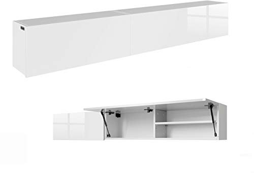 RODRIGO PlatanRoom Badschrank weiß schwarz 240 (2x120) x 30 x 25 cm breit Badmöbel Badezimmer Hängeschrank Schrank Hänger Hochglanz