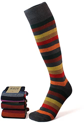 3 Paia Calze Uomo Lunghe a righe in Cotone Calde e Confortevoli - Made in Italy - Confezione da 3, 4 o 6 PAIA (KIZICalze) (43-46, 3 paia Righe)