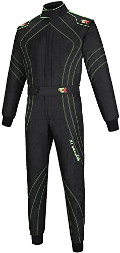 TK Kids Juniors Kart Suit/Race/Rally One Piece Cordura Karting Suit Overall (34, Black)