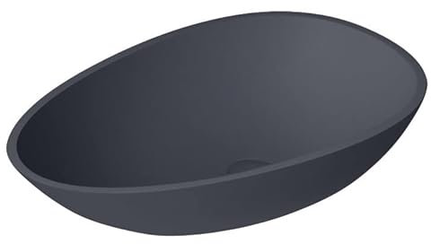 StoneArt Waschbecken Mineralguss Aufsatzwaschbecken Waschtisch Handwaschbecken Waschschale für Bad und GÄSTE WC LC150 60x35cm beton-grau matt