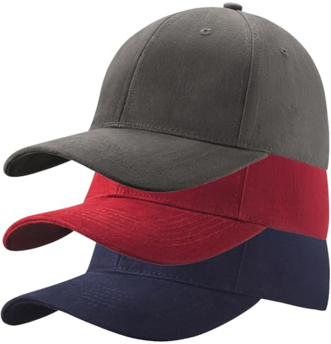 Confezione da 3 cappellini da baseball per uomo donna 100% cotone berretto da baseball sport casual tinta unita cappello da sole cappelli in ottone polo stile classico, Color Set 4, Etichettalia unica