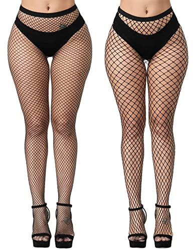E-Laurels Womens Fishnet Tights Stockings Black Pantyhose Fish Net Plus Size