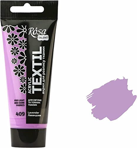 Krevo Art Stoffmalfarben Stofffarben Waschfest Textilfarbe lavendel Acrylfarbe Wasserbasis | 60ml Tube | Textilfarbe waschmaschinenfest zum Fixieren | Intensiv deckend für helle und dunkle Stoffe