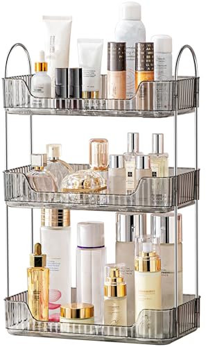 Organizador de Maquillaje, Organizador de Cosméticos, Organizador Perfume, Organizador de Bandeja de Cosméticos (3 Capas, Gris)