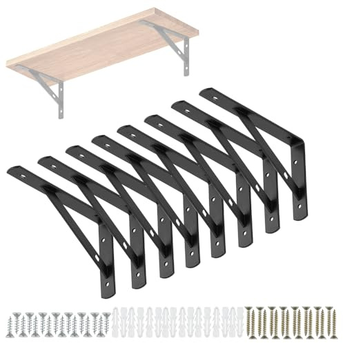 Shelf Brackets Heavy Duty, 8 Pack 6 Inch Triangle Shelving Brackets, Wall Mounted Shelf Brackets Support,Scaffold Board Shelf Brackets - (2 mm Thick,150mm x 95mm)