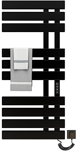 Elektrischer Handtuchhalter, WiFi Smart Thermostat Schwarz Handtuchwärmer, für Alexa und Google Home and APP, Handtuchheizkörper, Badheizkörper, Handtuchheizung, 500x1100mm,Anthrazit-WIFI Black Right