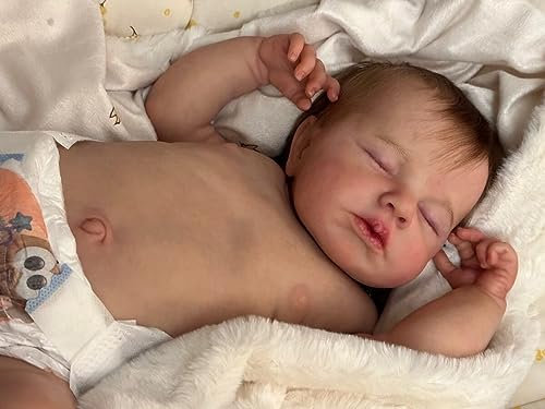Anano Reborn Baby 50CM Reborn Baby Vollsilikon Lebensecht Reborn Babypuppen Junge Puppen Mit Haaren Babypuppe Weichkörper Silikon Baby Puppe Wie Echtes Baby Blaue Venen
