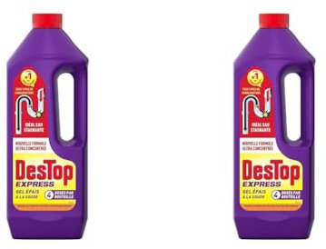 Destop desatascador tuberías con sosa cáustica, formato gel, 1L, total 4 dosis (Paquete de 2)