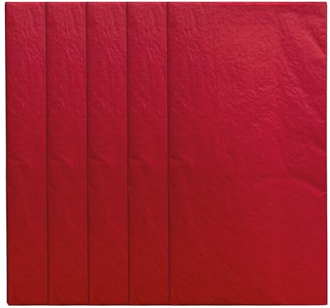 Interdruk Lot de 5 feuilles de papier de soie - 50 x 70 cm - Pour bricolage, art, floral, emballage en vrac et décoration - Rouge