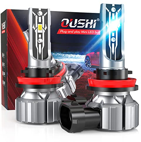 OUSHI Ampoule H11 LED 55W, H8 H9 LED Kit De Conversion D'Antibrouillard De Voiture, IP65 Étanche 12000 LM Antibrouillard Ampoules, 6000K Xenon Blanc (2Pcs)