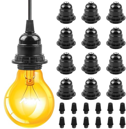 12 pezzi attacco E27 nero, vintage Edison E27, portalampada in plastica, retro leggero, in bachelite rigido, per lampada da tavolo, lampada da terra