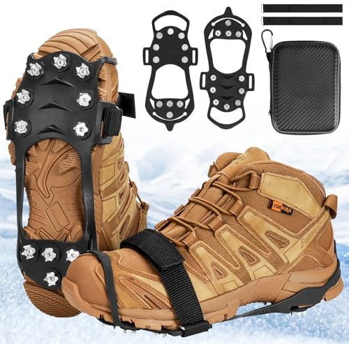 PBWZF Spikes für Schuhe Winter, Schuhspikes Schnee und EIS Anti Rutsch, Spikes Schuhe Schuhkrallen mit 11 Zähne, Schuh Spikes Grödel Steigeisen Ice Grips Klampen Eisspikes für Damen und Herren XL