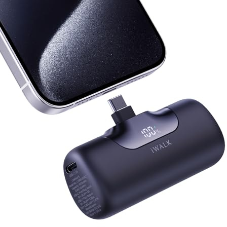 iWALK Chargeur Portable 5500mAh Nouvelle Génération, Petite Batterie Externe 22.5W Recharge Rapide USB-C pour iPhone 16, 16 Plus, 16 Pro, 16 Pro Max, iPad, Samsung Galaxy S24, S23, Android, Noir