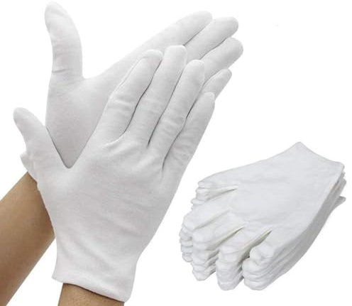 Gasea 15 Pares de Blanco Guantes de Algodon, Guantes Blancos para Su Protección Cuando Tenga La Piel Seca, Guantes de Trabajo para Servicio, Espera, Conductores, Inspección de Joyería, Talla XL