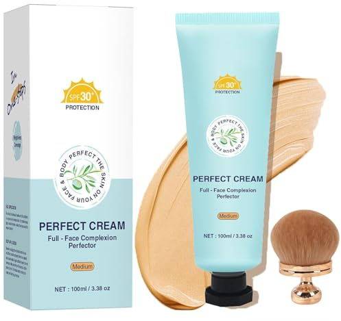 Body Coverage Perfector with SPF 30+, 12H Hydrating CC Cream, Full Coverage Foundation & Concealer Cream, Waterproof, Transfer-Resistant, Long-Lasting Skin Tint (Medium)