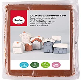 Rayher Lufttrocknender Ton, dunkelbraun, 1 kg, Modelliermasse, lufthärtend, weich, geschmeidig, ohne brennen, 3450105, 1000 g