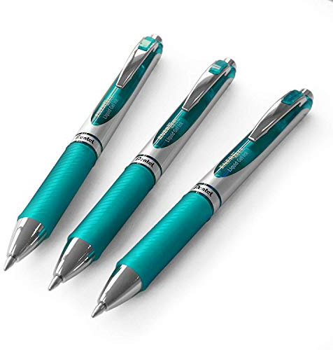 Pentel EnerGel XM BL77 - Retractable Liquid Gel Ink Pen - 0.7mm - 54% Recycled - Turquoise - Pack of 3