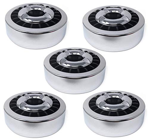 Starlet24 Gluttöter Aschenbecher für draußen Windaschenbecher Metall Ascher Ashtray stabil rund flach (5x Silber)