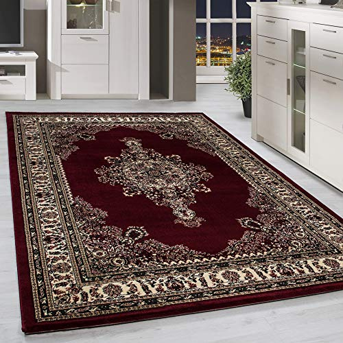Homebyhome Orientmatta 240x340 cm Röd, XXL Kortluggad med Orientaliskt Mönster, Slitstark för Stora Rum