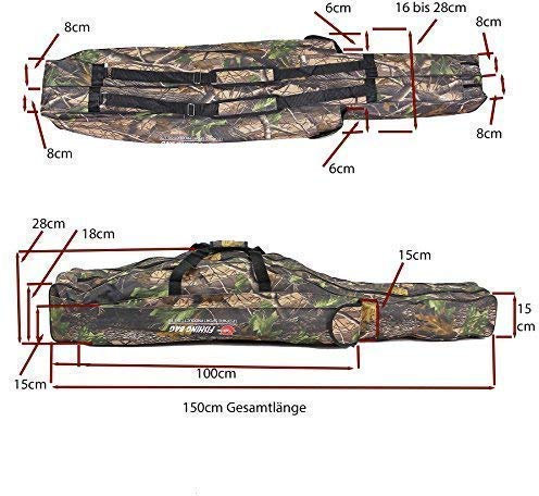 Soytich Angeltasche Rutentasche Rutenfutteral Angelkoffer Angelertasche 150cm (Tasche58W)