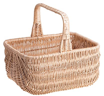 e-wicker 24 Panier de course en osier,grand panier rectangulaire à garnir, panier déco,basket (Naturel)