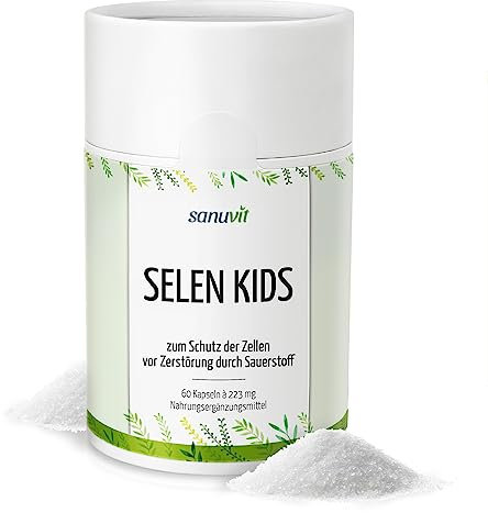 Sanuvit® Selen Kids | 60 Kapseln | 78 µg pro Kapsel | reines Natriumselenit | mit natürlichem Zitronenaroma | Selen für Kinder | Reinstoffprodukt direkt vom Hersteller | in der Papierdose