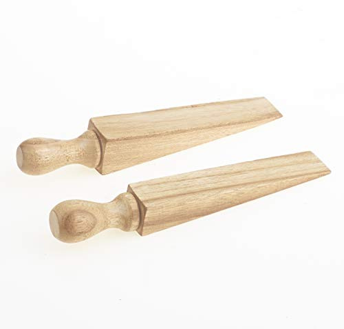 Tope de cuña de madera para puerta, patrón victoriano, 140 mm, 5.5 pulgadas, bloqueador de cuña para puerta, bloqueo de sujeción abierta, seguridad extra, natural, paquete de 2