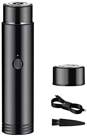 Mini Afeitadora Eléctrica para Hombre, Afeitadora Eléctrica Rotativa Uso en Húmedo y Seco, Maquinilla de Afeitar Portátil, Recargable USB para Viajes o Uso Doméstico