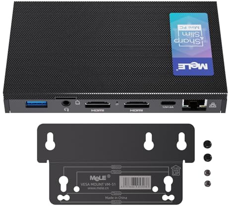 MeLE Quieter 3Q Fanless Mini PC N5105, Small Computer Portable, DDR4, Win 11, Dual HDMI 4K, 2.4G/5G Wi-Fi 5, Gigabit Ethernet, BT 5.1, USB 3.2 * 4, SD Card & SSD Support, VESA Mount (8G/256G)
