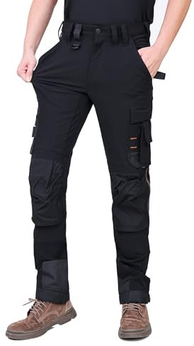 WORK IDEA Herren Slim-Fit Stretch Arbeitshose: Kritische Stoffbereiche aus Cordura – strapazierfähige Eleganz für höchste Ansprüche.