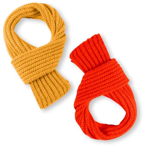 XIHIRCD 2 Bufanda para Niños, Bufandas de Punto Pequeñas Calentador Cuello Invierno Ropa de Invierno para Niños Pequeños, Niñas y Niños en Clima Frío (Jengibre, Naranja Brillante)