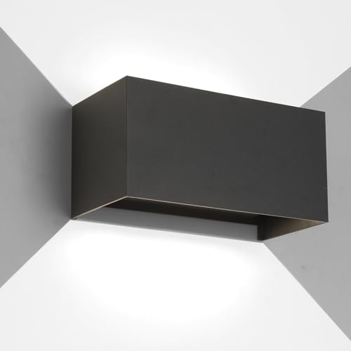 wisdom line Lampada a parete Applique Cubo a LED IP65 per interno/esterno 25W Regolabile 2200lumen Moderno Alluminio (Nero, Luce Fredda 6500K)