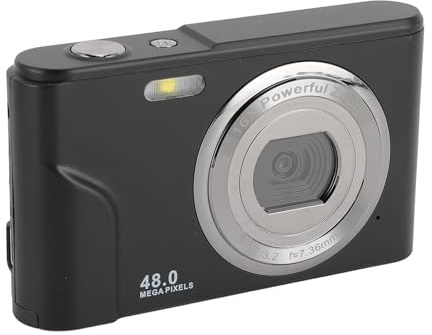 Cámara Digital, Cámara para Niños FHD 1080P con Pantalla IPS de 2,4 Pulgadas, Batería, Zoom 16X Antivibración, Cámara Compacta Portátil de Disparo de Punto Pequeño de 48 MP para