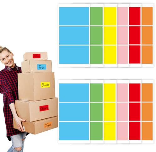 72 Pz etichette per trasloco,100 X 60 mm Colore Rettangolare etichette regalo per trasloco in casa per Scatole Etichette Codifica Colore moving stickers Adesivi Casa Moving (10 * 6cm) (Rettangolare)