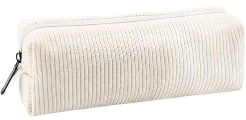 Fantasyon 1 Pièces Beige Trousse à Crayons en Velours Côtelé,Trousse De Maquillage,Trousse Scolaire Grande Capacité Multifonction pour Garçons et Filles,Articles pour l'École (Beige)