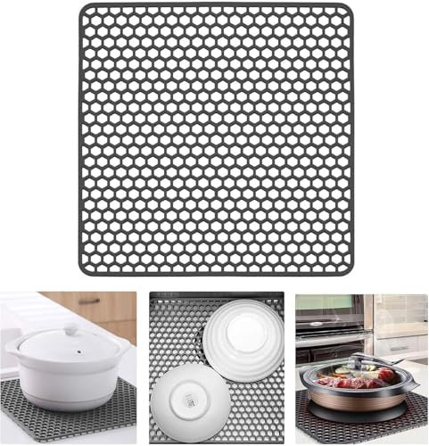 HhBdy diskho inlägg silikon diskho matta 26,5 × 26,5 cm hopfällbar halkfri diskho matta silikon diskho inlägg kantig för frukt och grönsaker skydd för diskhon handfat