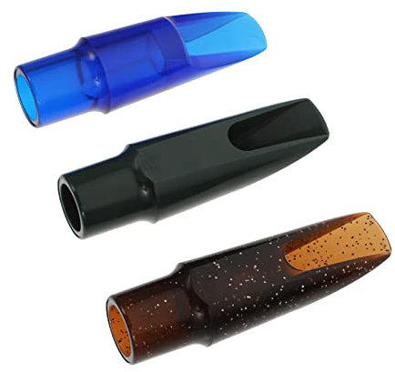 Vaguelly 3 Stück Altsaxophon Mundstück Aus Kunststoff Luftdichtes Saxophon Zubehör in Transparent Blau Fluoreszierend Braun Und Dunkelgrün Für Klares Klangbild Und Einfache Montage