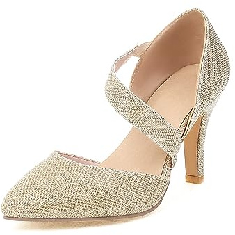 OBiQuzz Pumps Women's Sandals with Heel Strappy Sandals Party Wedding Shoes Closed Sandals High Heels Slingback Dress Shoes Evening Shoes Strappy Pumps Stiletto Shoes, gold, 35 EU