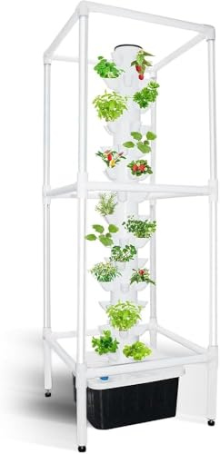 Smart Garden Planter - Torre idroponica verticale con luce a LED per la coltivazione a tempo, kit di coltivazione aeroponica con pompa di ricarica dell'acqua, M