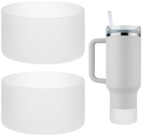 TIXIPEM Lot de 2 bottes de bouteille d'eau en silicone – Manchon de protection antidérapant pour protéger les bouteilles d'eau des rayures – [Transparent – 7,5 cm] Protection inférieure du pare-chocs
