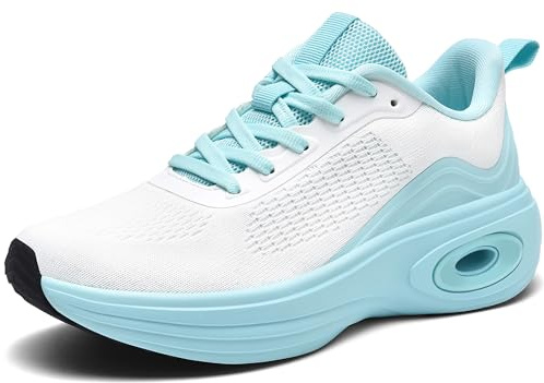 Chaussures de course légères pour femme en maille respirante rembourrée pour le sport, le tennis, le jogging, la salle de sport en plein air, bleu, 39 EU
