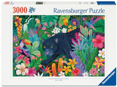 Ravensburger Panther in the Flower Jungle 3000 Piece Jigsaw Puzzle – Premium Quality Large Puzzle for Adults, Wildlife and Nature Lovers, Colourful Tropical Jungle Scene