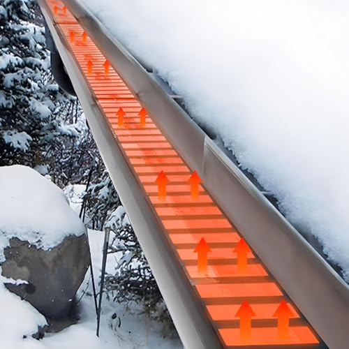 smafoseedding New Gutter Heater For Roof,Prevent Ice Dams For Roofs And Gutters,Self-Regulating Heating Cable, Freeze Protection For Gutter Valley,Outdoor Heated Snow Melting Mats 500cm/16.4ft